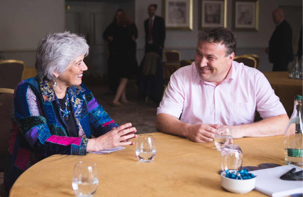 Chief Executive Alasdair Bennett and Chair of the Board Ruth Walker